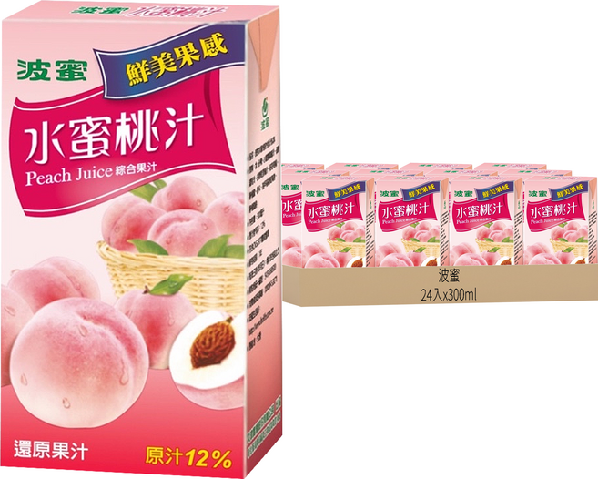 波蜜 水蜜桃汁, 300ml, 24入