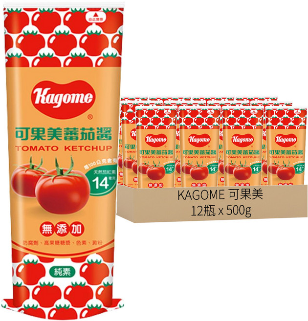 KAGOME 可果美 蕃茄醬, 500g, 12瓶