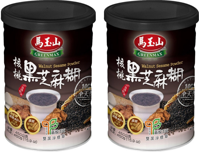 馬玉山 核桃黑芝麻糊 全素食 高纖 高鈣 高鐵 無增稠劑和人工香料 台灣製造, 450g, 1入, 2罐