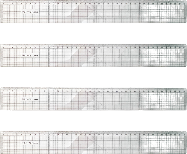Nationart 勾引切割直尺 T05-CR40 長 40cm x 寬 5cm, 透明色 + 黑色刻度, 4個
