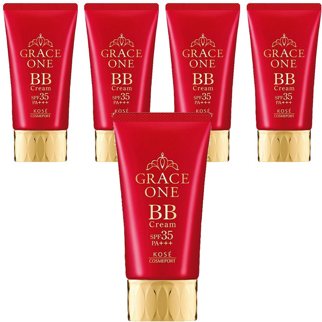 KOSE 高絲 GRACE ONE 極上活妍 特濃彈力BB霜 SPF35 PA+++ 美容液80% 溫水可卸 遮蓋小細紋, 自然色, 50g, 5條