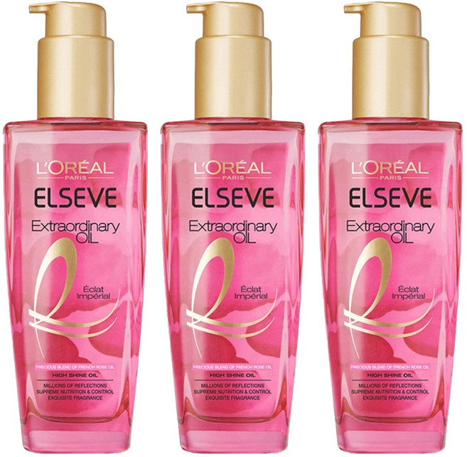 L'OREAL PARiS 巴黎萊雅 金緻護髮精油 玫瑰精華, 100ml, 3瓶