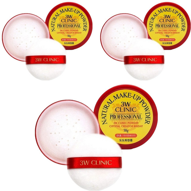 3W CLINIC 魔力蜜粉 30g, #10 閃光透明色, 3個