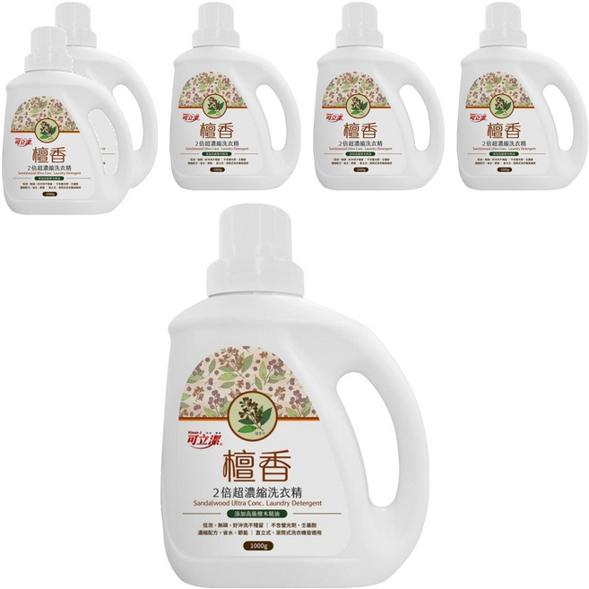 Klean J 可立潔 2倍超濃縮洗衣精 檀香, 1kg, 6個