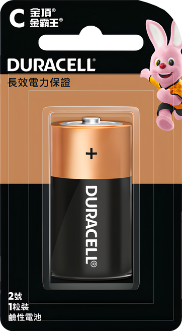 DURACELL 金頂 台灣公司貨 鹼性電池 2號C, 1入, 1顆