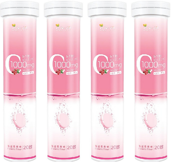 Bee Zin 康萃 維生素C1000膠原發泡錠, 20錠, 4g, 4瓶