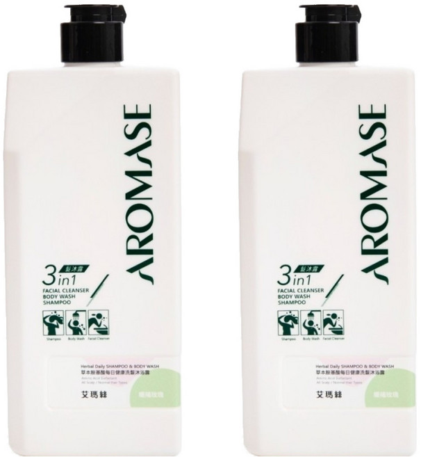 AROMASE 艾瑪絲 草本胺基酸每日健康洗髮沐浴露 暖陽玫瑰, 2個, 520ml