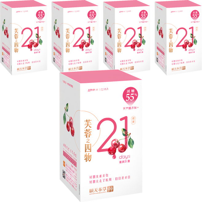 順天本草 芙蓉之四物養美計畫 減糖版, 10包, 24g, 5盒