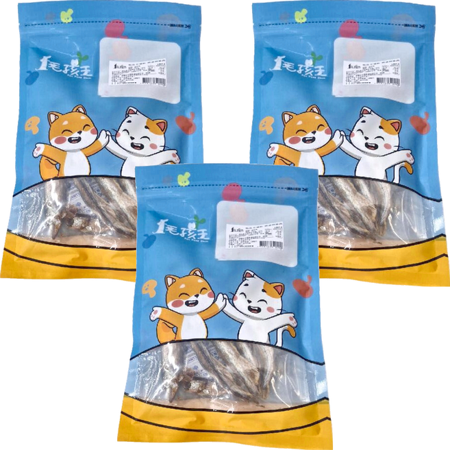 Pet Feed Shop 毛孩王 凍乾 貓用, 爆蛋柳葉魚, 60g, 3包