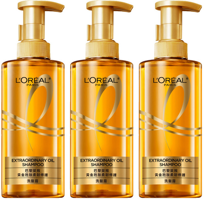 L'OREAL PARiS 巴黎萊雅 黃金胜肽柔韌修護洗髮露 滋養 逆轉乾枯受損髮質 72小時持久留香 48小時頭皮淨爽, 440ml, 3瓶