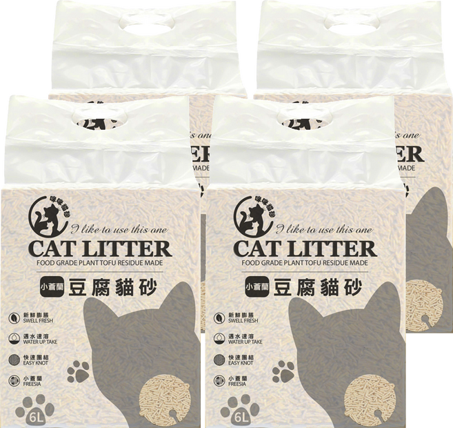 咪咪貓砂 CAT LITTER 植物豆腐貓砂, 小蒼蘭, 6L, 4包