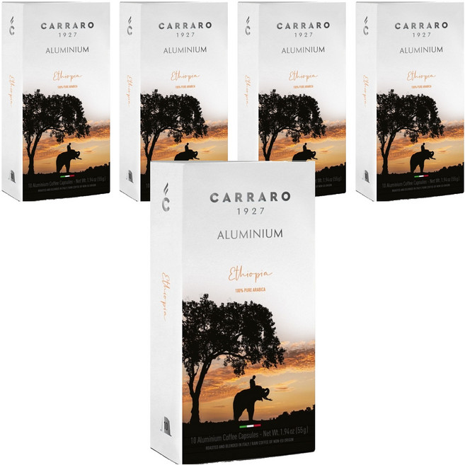 CARRARO 衣索比亞 ETHIOPIA 咖啡膠囊 適用Nespresso Original 膠囊咖啡機, 5.5g, 10個, 5盒