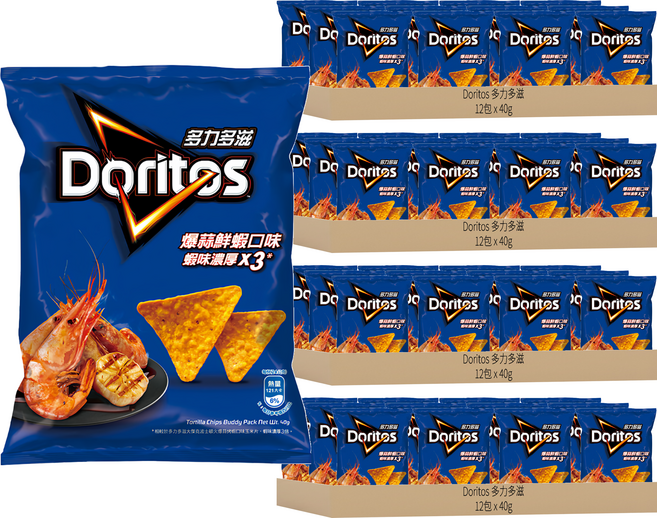 Doritos 多力多滋 玉米片 爆蒜鮮蝦, 40g, 48包
