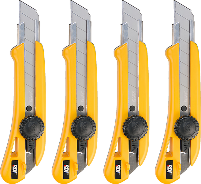 SDI 手牌 新銳強力鎖大美工刀 日本特殊鋼SK2 + Cr刀片, 黃色, 4支