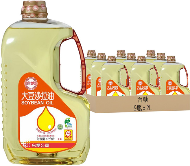 台糖 大豆沙拉油, 2L, 9瓶