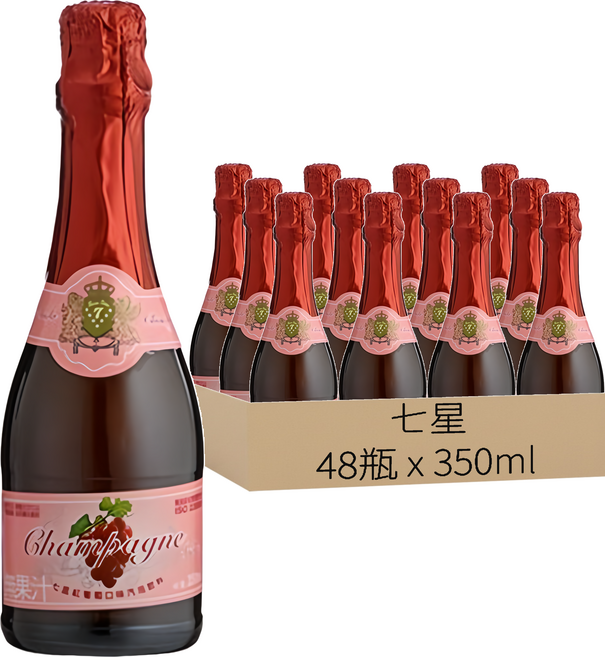 七星 紅葡萄氣泡飲料, 350ml, 48瓶
