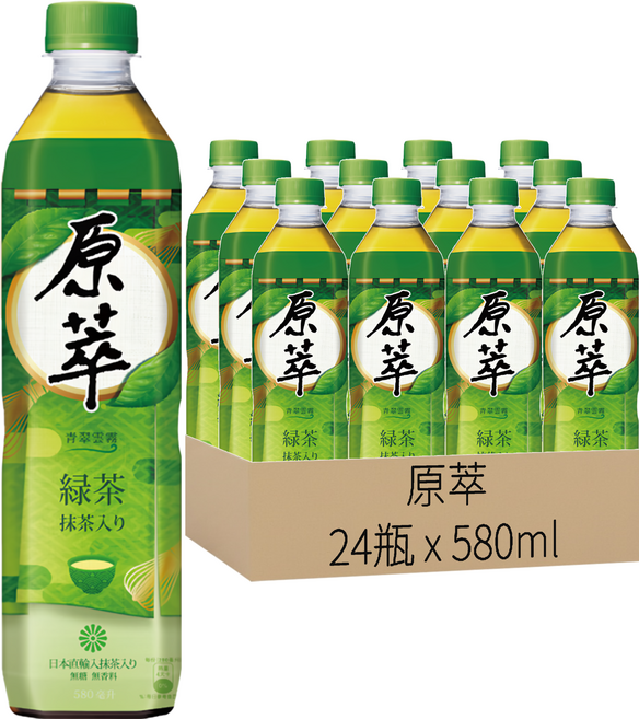 原萃 日式綠茶, 580ml, 24瓶