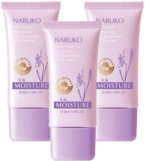 NARUKO 牛爾 台灣公司貨 水仙奇蹟修護BB防曬乳 SPF 50, 30ml, 3條