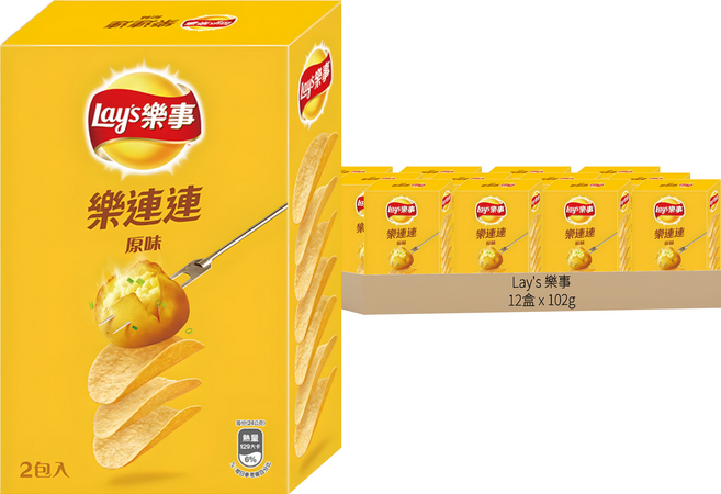 Lay's 樂事 洋芋片 原味, 102g, 12盒