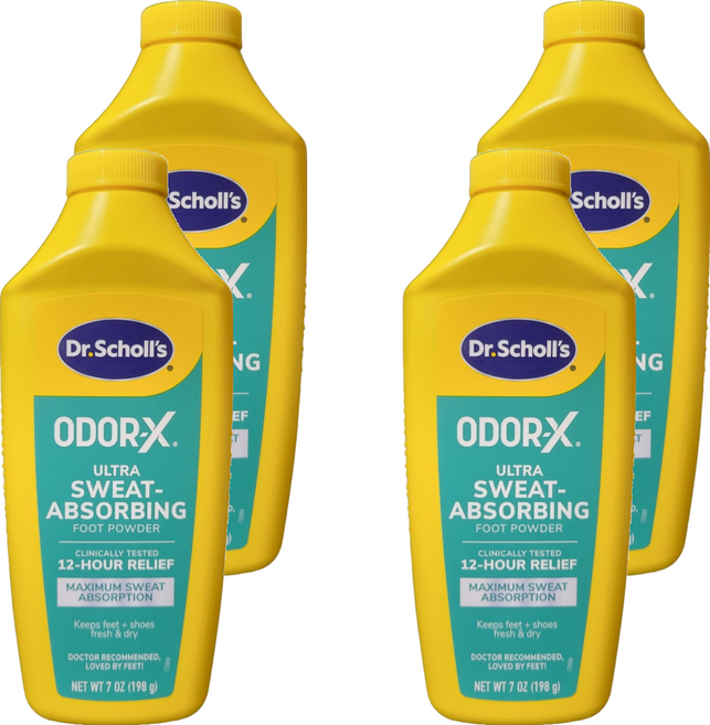 Dr. Scholl's 爽健 Odor-X 超乾爽足粉, 4個, 198g, 1個裝