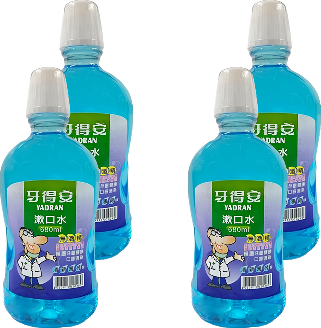 牙得安 薄荷殺菌漱口水, 680ml, 4瓶