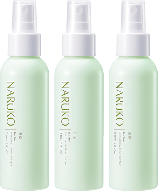 NARUKO 牛爾 台灣公司貨 茶樹神奇抗痘美背噴霧, 100ml, 3瓶