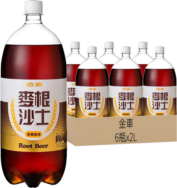 金車 麥根沙士, 2000ml, 6瓶