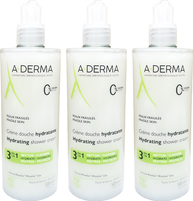 A-DERMA 艾芙美 燕麥泡沫潔膚凝膠 一般型, 500ml, 3瓶