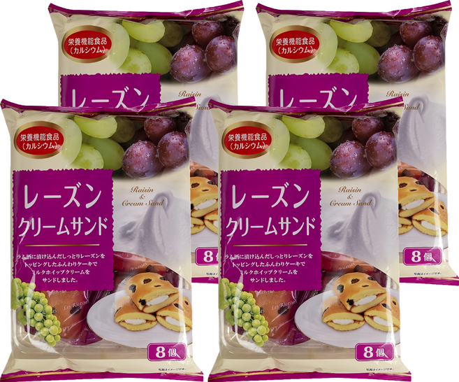 山內製菓 葡萄乾牛奶風味夾心蛋糕, 156g, 4袋