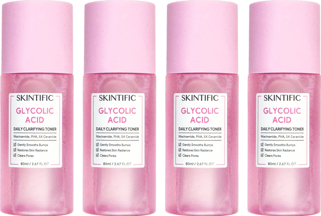 SKINTIFIC 乙醇酸日常化妝水, 80ml, 4瓶