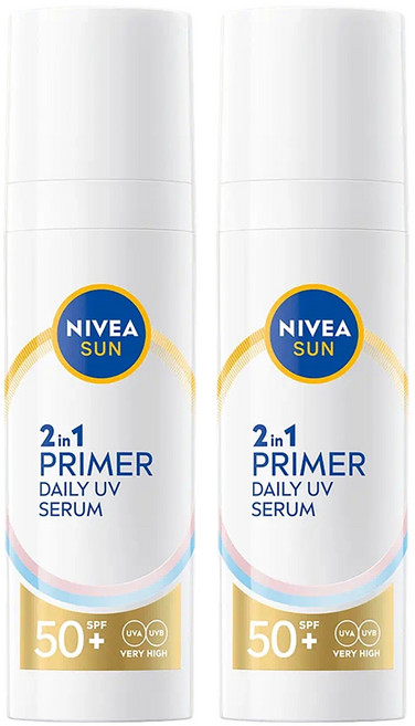 NIVEA 妮維雅 SUN 全護專業抗UV妝前防曬精華 妝前美肌防曬 SPF50+, 30ml, 2瓶