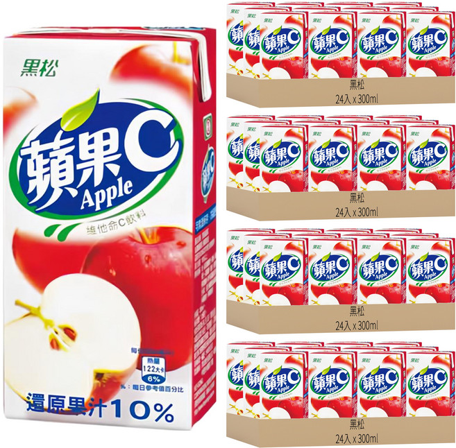 黑松 蘋果C 蘋果果汁, 300ml, 96入