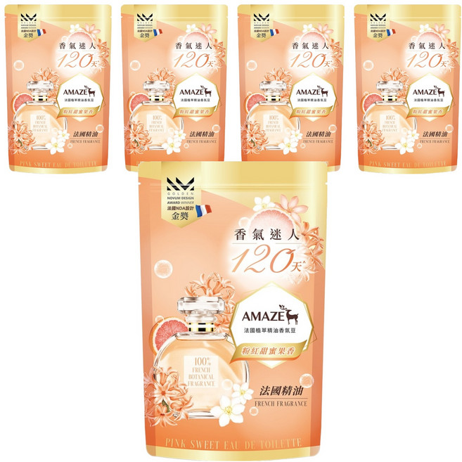 AMAZE 森林擴香 法國植萃精油香氛豆 粉紅甜蜜果香淡香水, 5個, 280ml