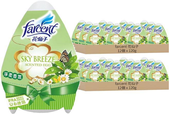 Farcent 花仙子 好心情香氛蛋, 120g, 24個, 淨柔香, 120ml