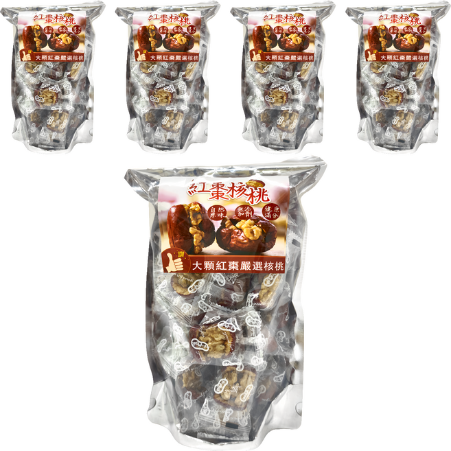 品鮮生活 紅棗核桃, 300g, 5袋