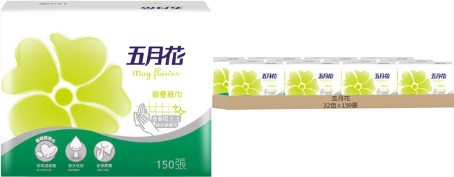 五月花 摺疊紙巾 擦手紙, 1入, 32包