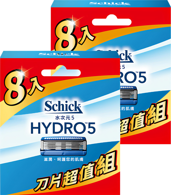 Schick 舒適牌 HYDRO 5 水次元5 刮鬍刀頭, 8入, 2盒