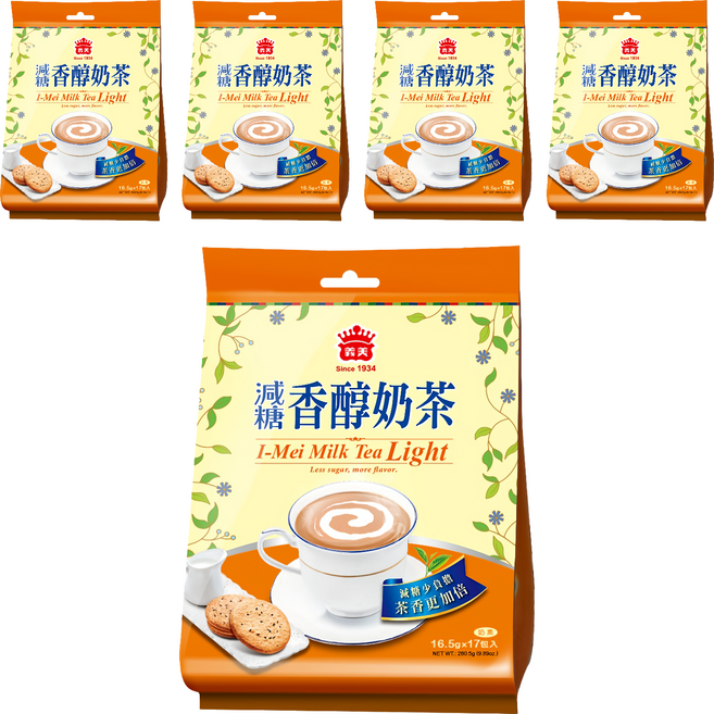 義美 減糖香醇奶茶, 16.5g, 17包, 5袋