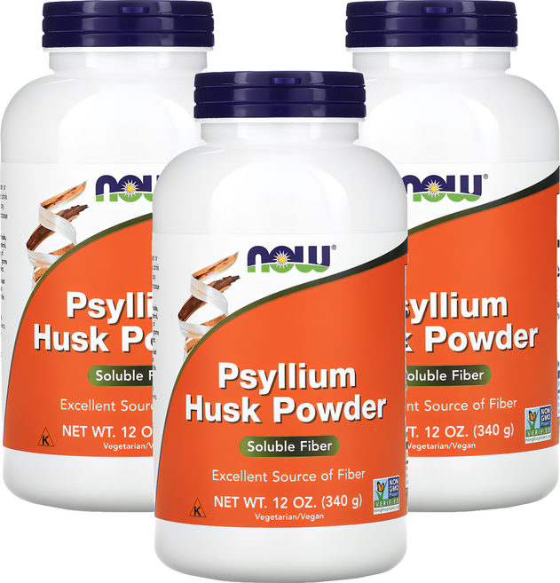 NOW Foods 洋車前子殼粉, 340g, 3罐