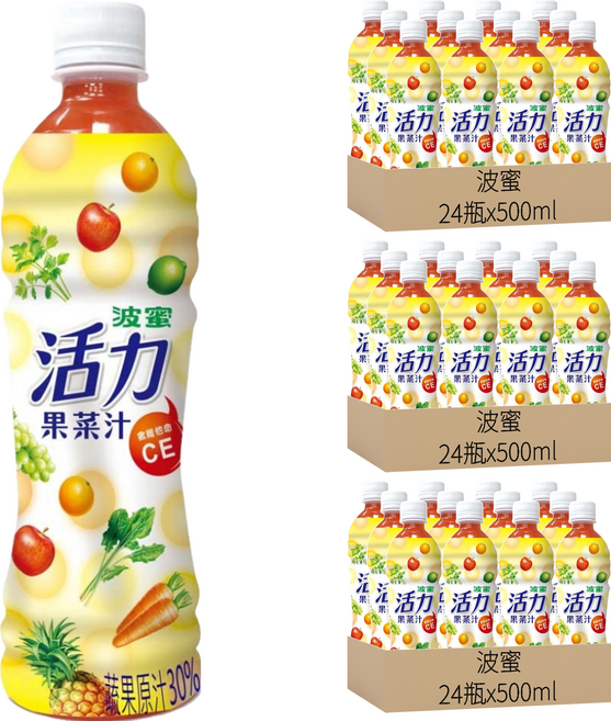波蜜 活力果菜汁, 500ml, 72瓶