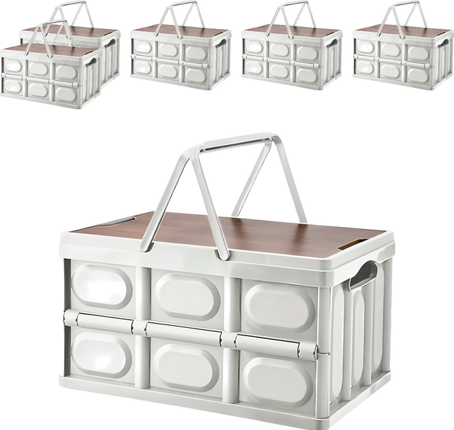 木蓋折疊箱 2679, 白色, 6個