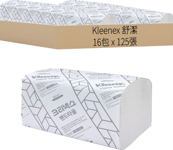 Kleenex Drycell 擦手紙補充包, 125張, 16包
