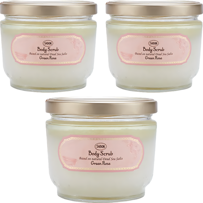 SABON 全新升級 身體磨砂膏 以色列綠玫瑰, 3罐, 600g