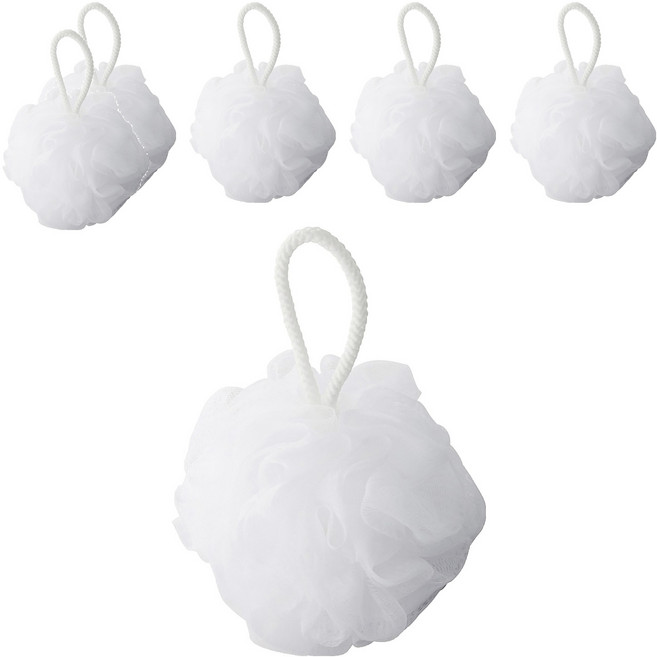 MUJI 無印良品 泡立網浴球 大, 白色, 1入, 6個