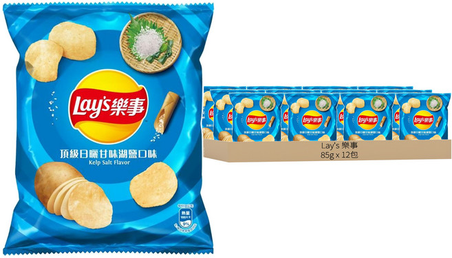 Lay's 樂事 洋芋片 頂級日曬甘味湖鹽口味, 85g, 12包