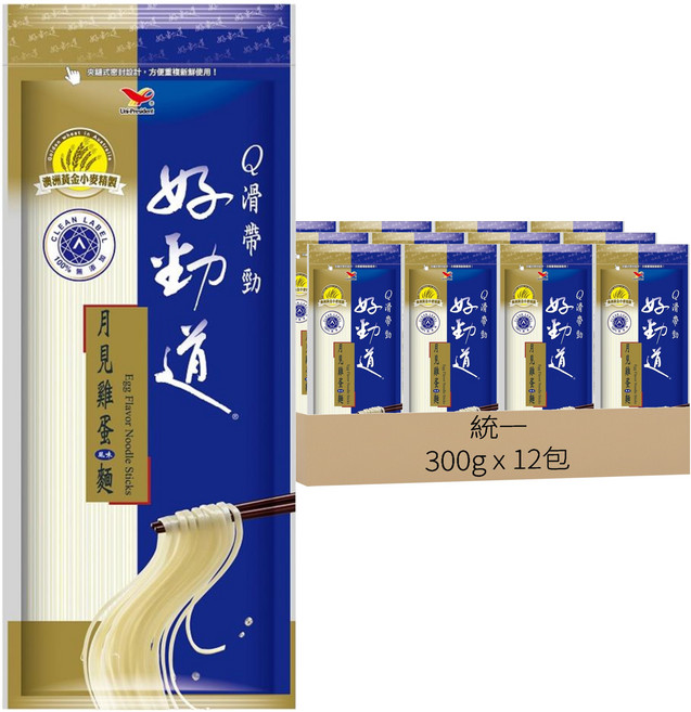 統一 好勁道 月見雞蛋風味麵, 300g, 12包