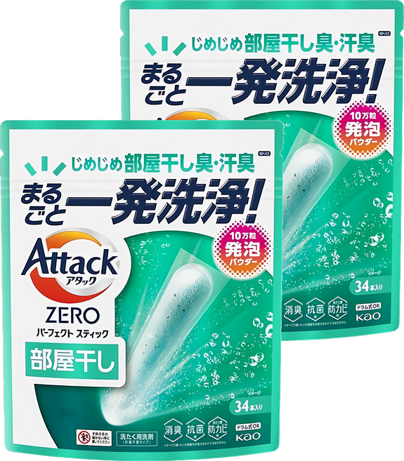 Attack ZERO 極效洗衣霸 室內晾乾型, 34支, 2袋