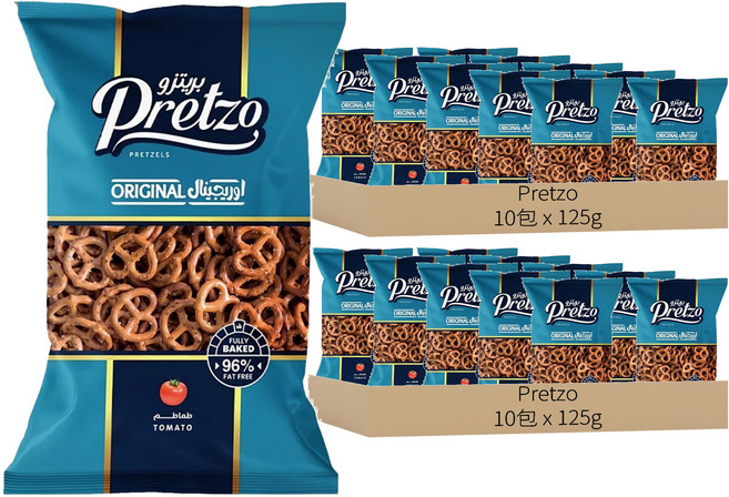 Pretzo 不囉嗦 蝴蝶餅 番茄風味, 125g, 20包