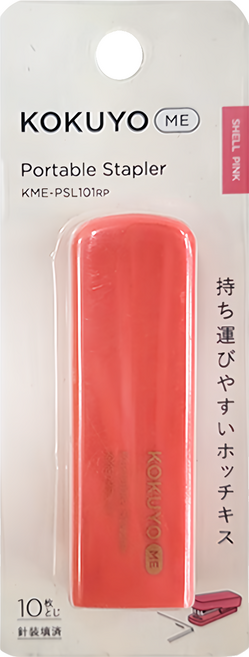 KOKUYO 國譽 ME 可攜式釘書機 KME-PSL101RP 外殼ABS樹脂 H50xW120xD20mm, 桃色, 1個