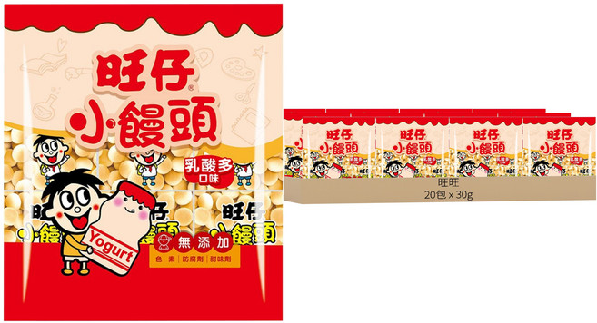旺旺 旺仔小饅頭 乳酸多口味, 30g, 20包
